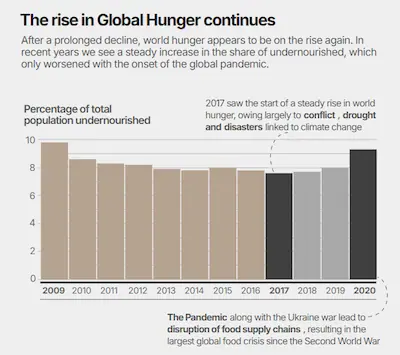 Bar chart showing the rise in global hunger